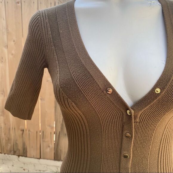 GUESS Seneca Snap Front Ribbed sweater Dress Olive Green size XS - Picture 10 of 13